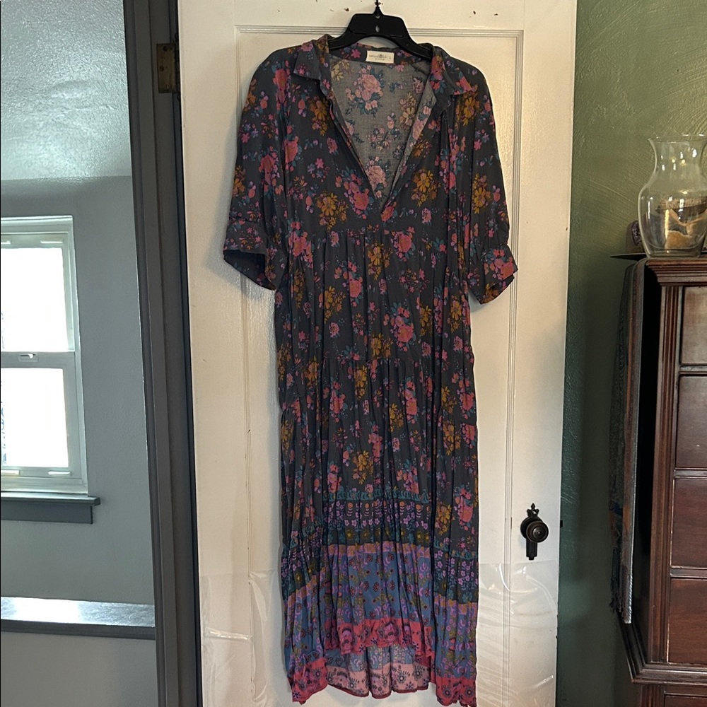 NATURAL LIFE Floral Midi Dress in Blue and Pink